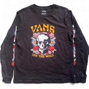 Vans Off The Wall Long Sleeve Headliner Skull Floral Retro Graphic Women's Shirt